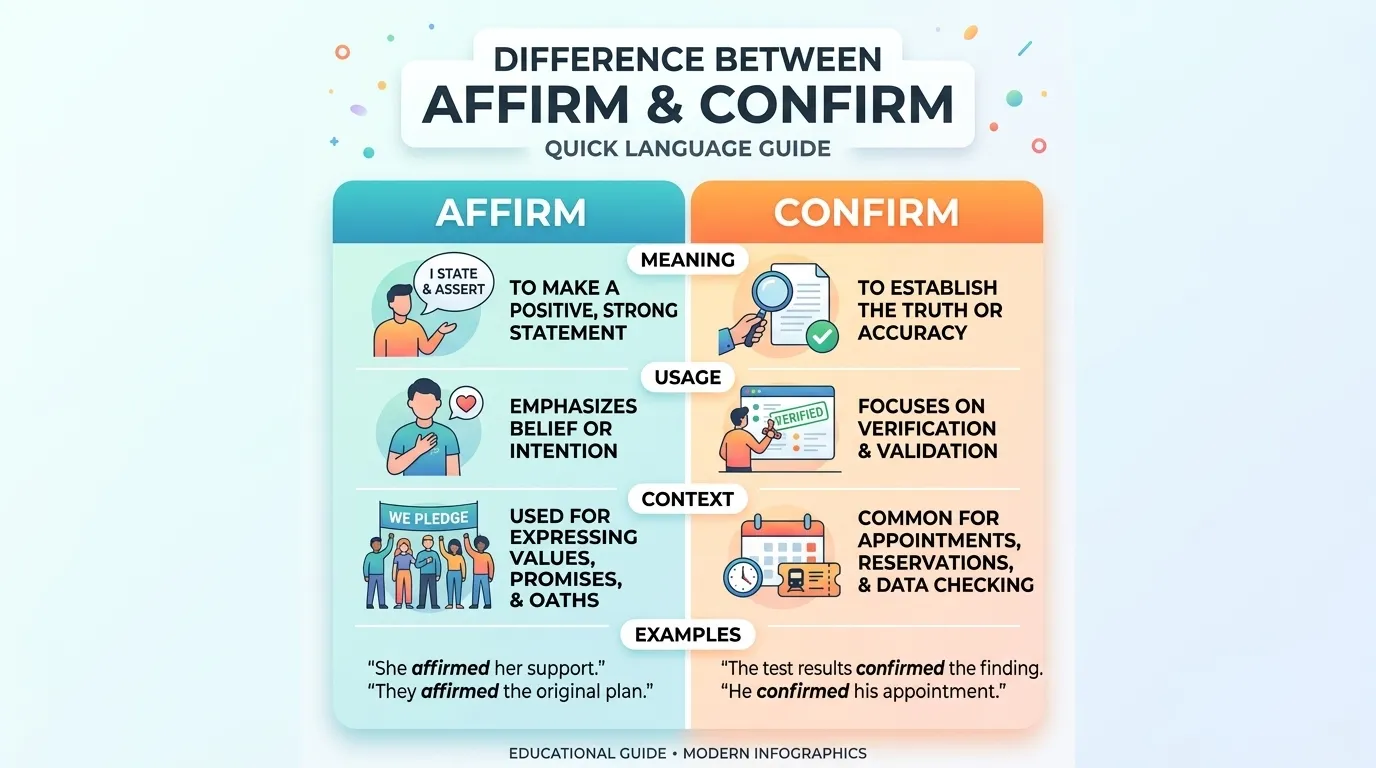 Difference Between Affirm and Confirm