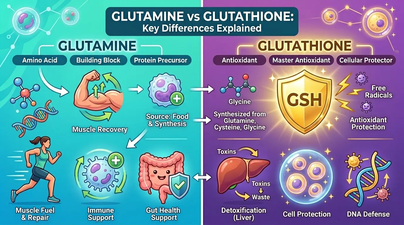 Difference Between Glutamine and Glutathione