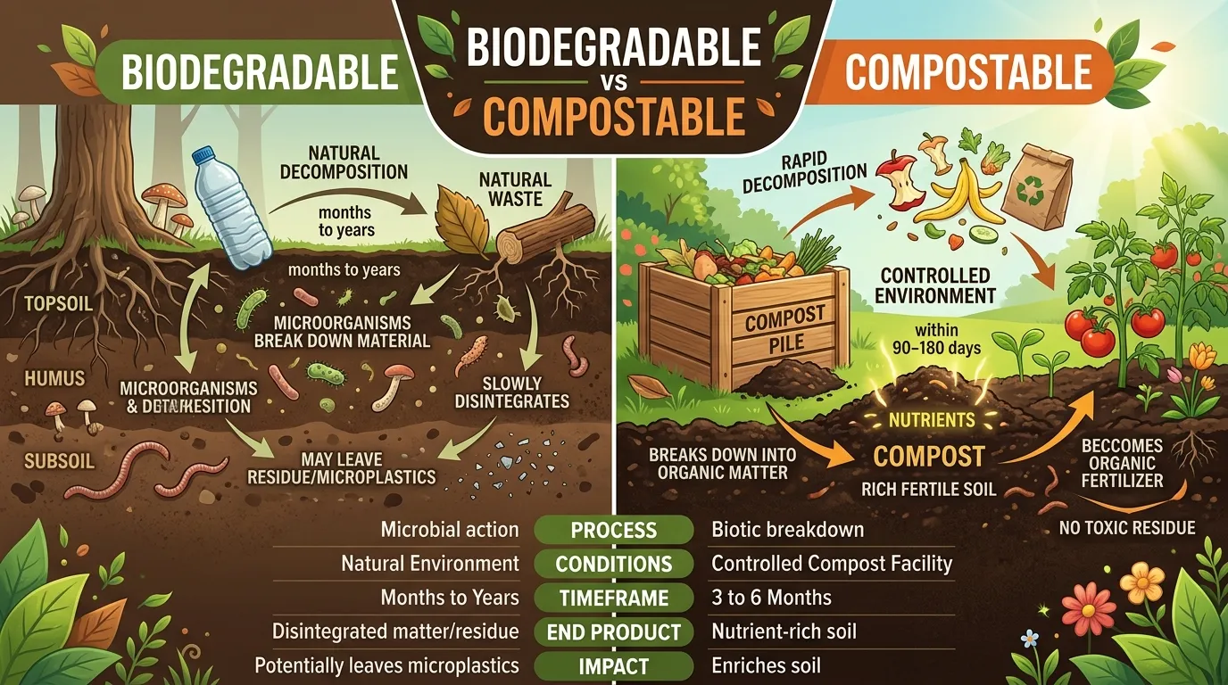 Biodegradable vs Compostable