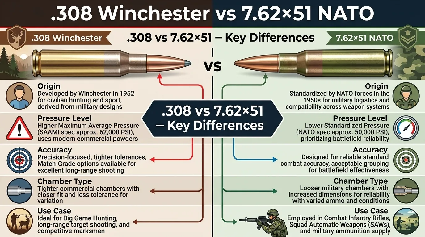 Difference Between .308 and 7.62×51