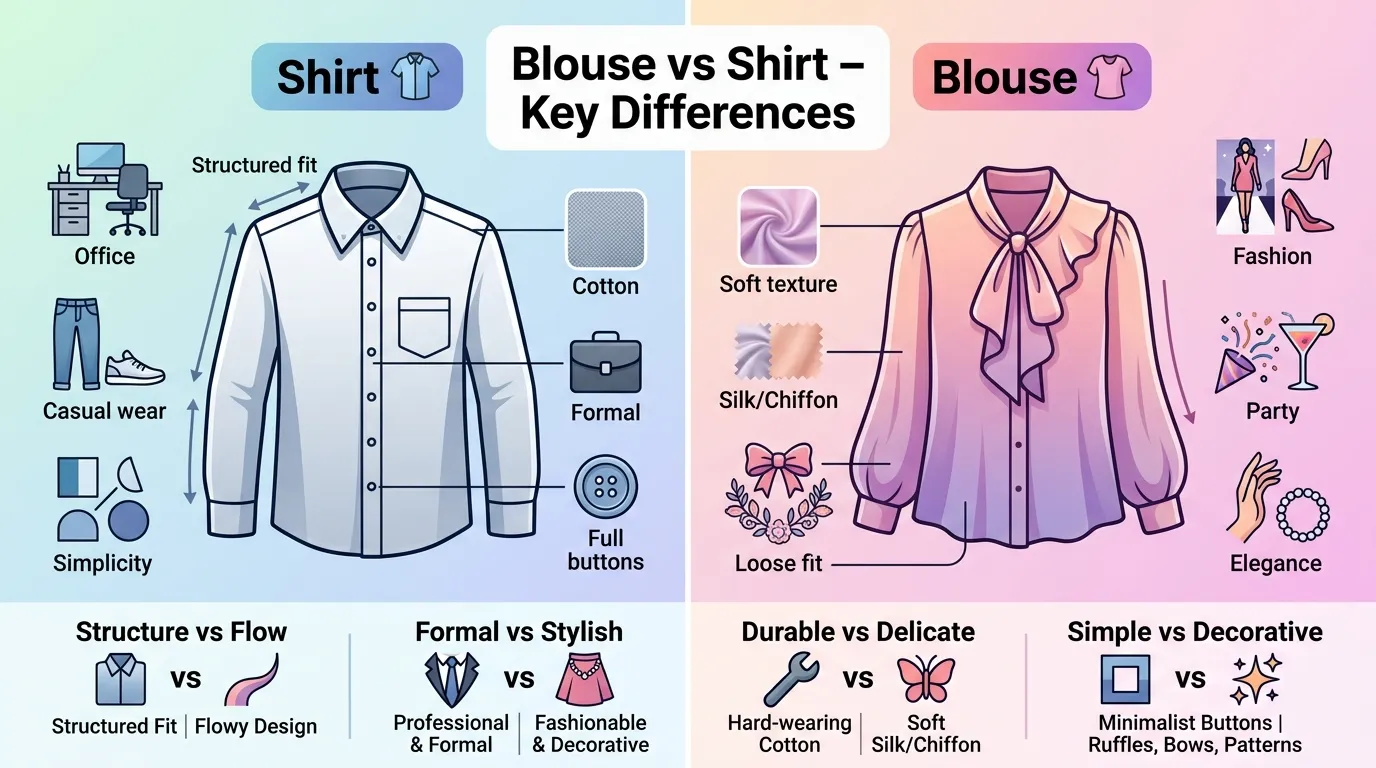 Difference Between Blouse and Shirt