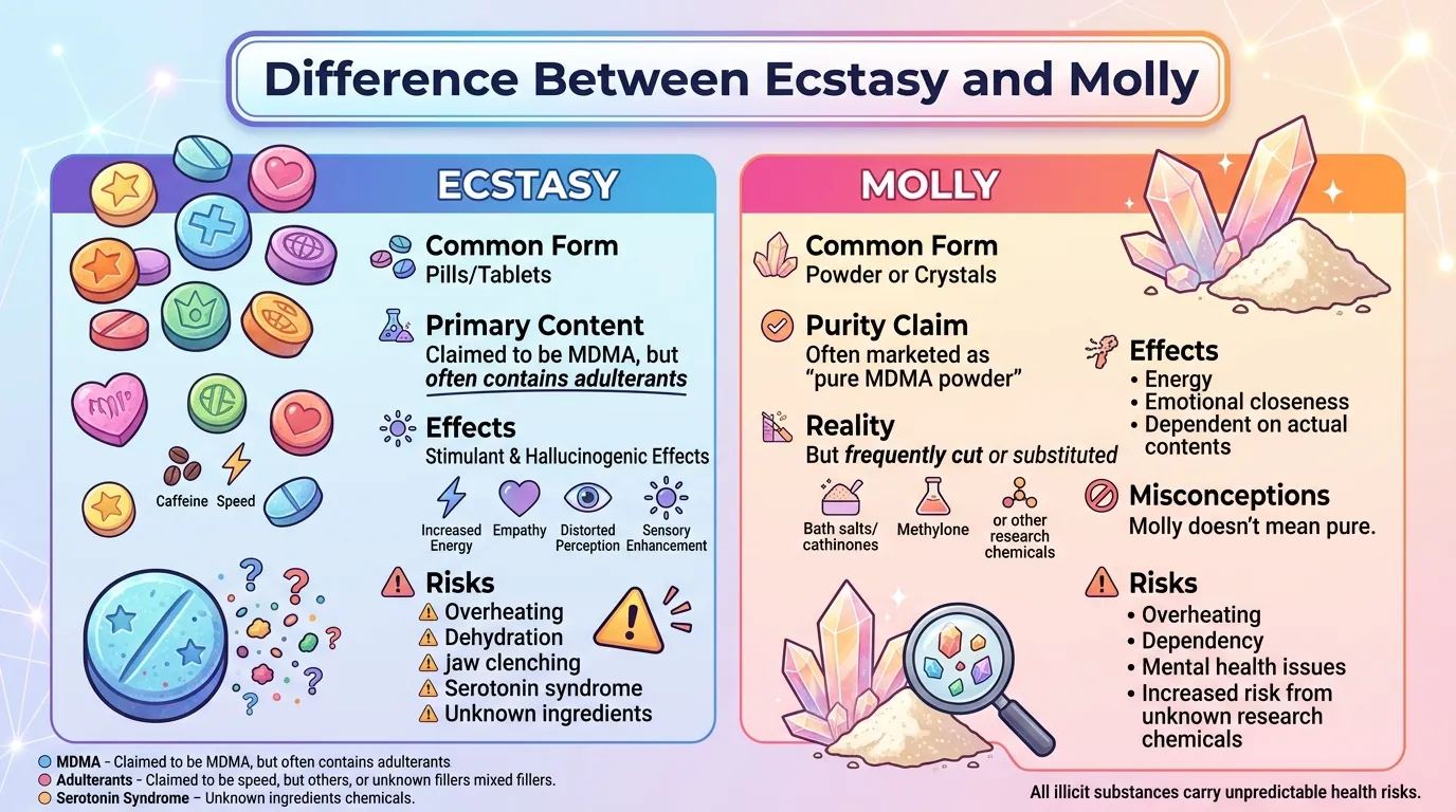 Difference Between Ecstacy and Molly