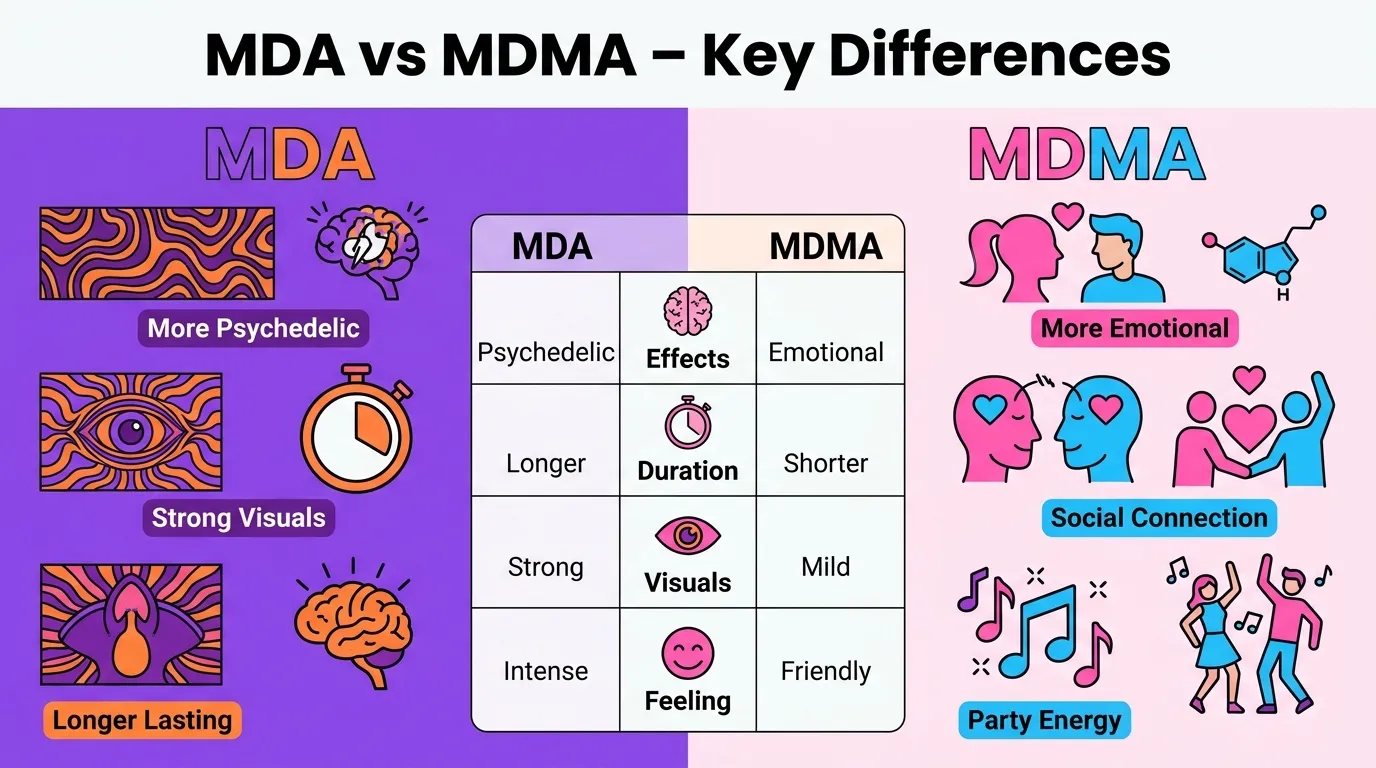 Difference Between MDA and MDMA