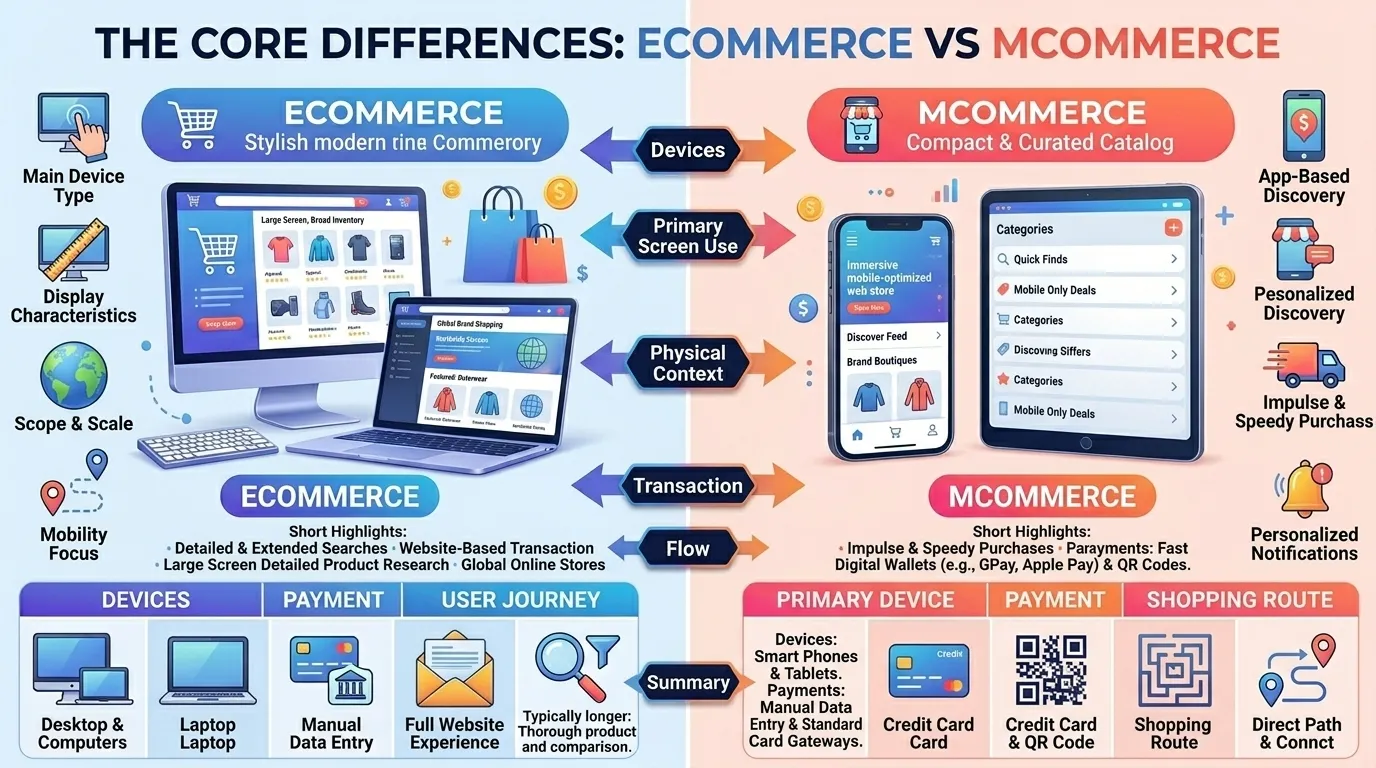 Difference Between Ecommerce and Mcommerce