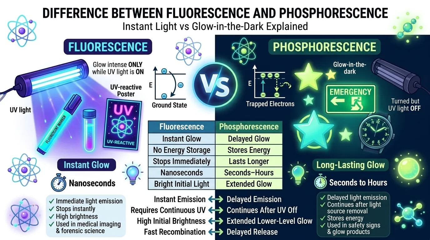 Difference Between Fluorescence and Phosphorescence