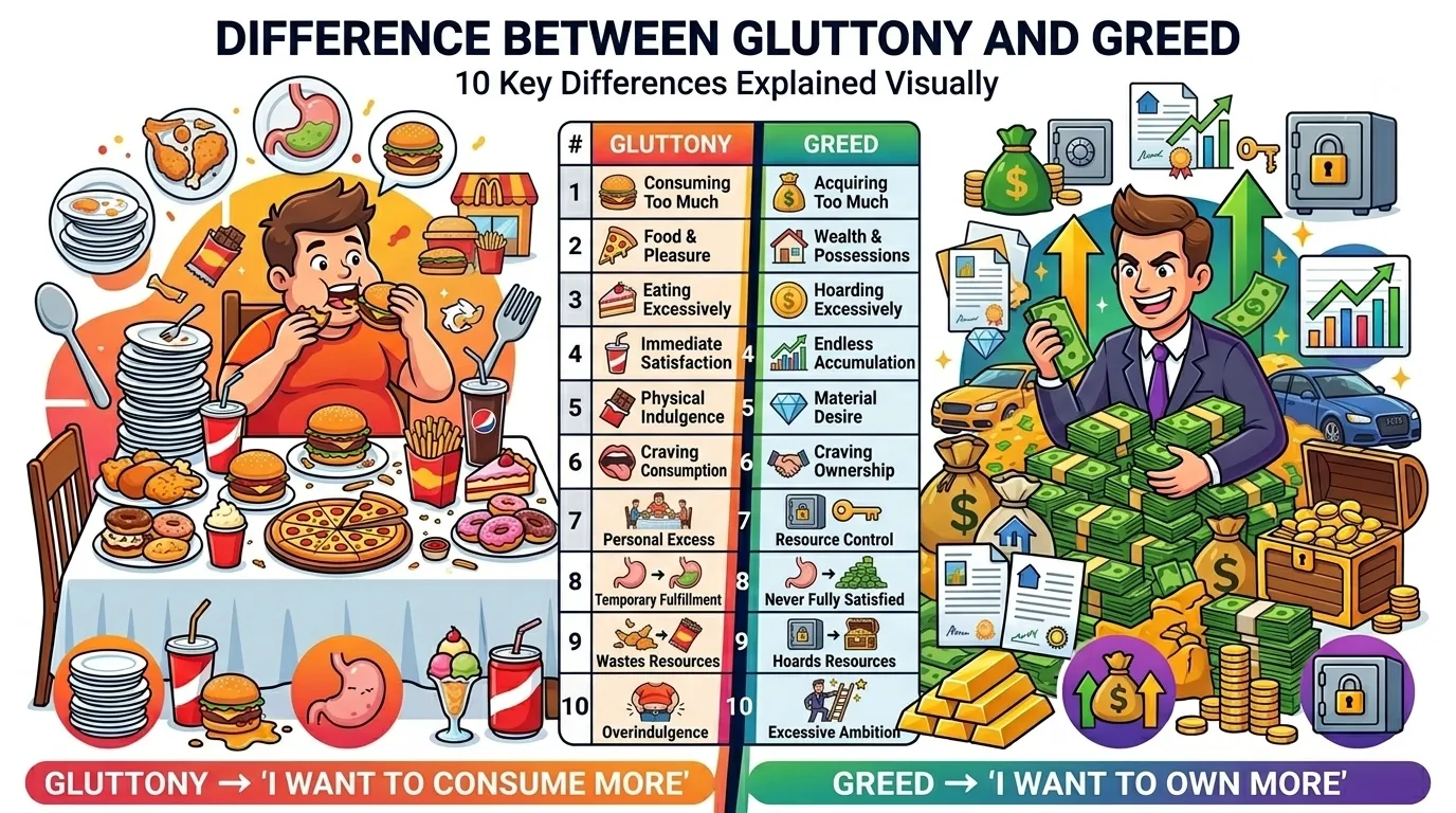 Difference Between Gluttony and Greed