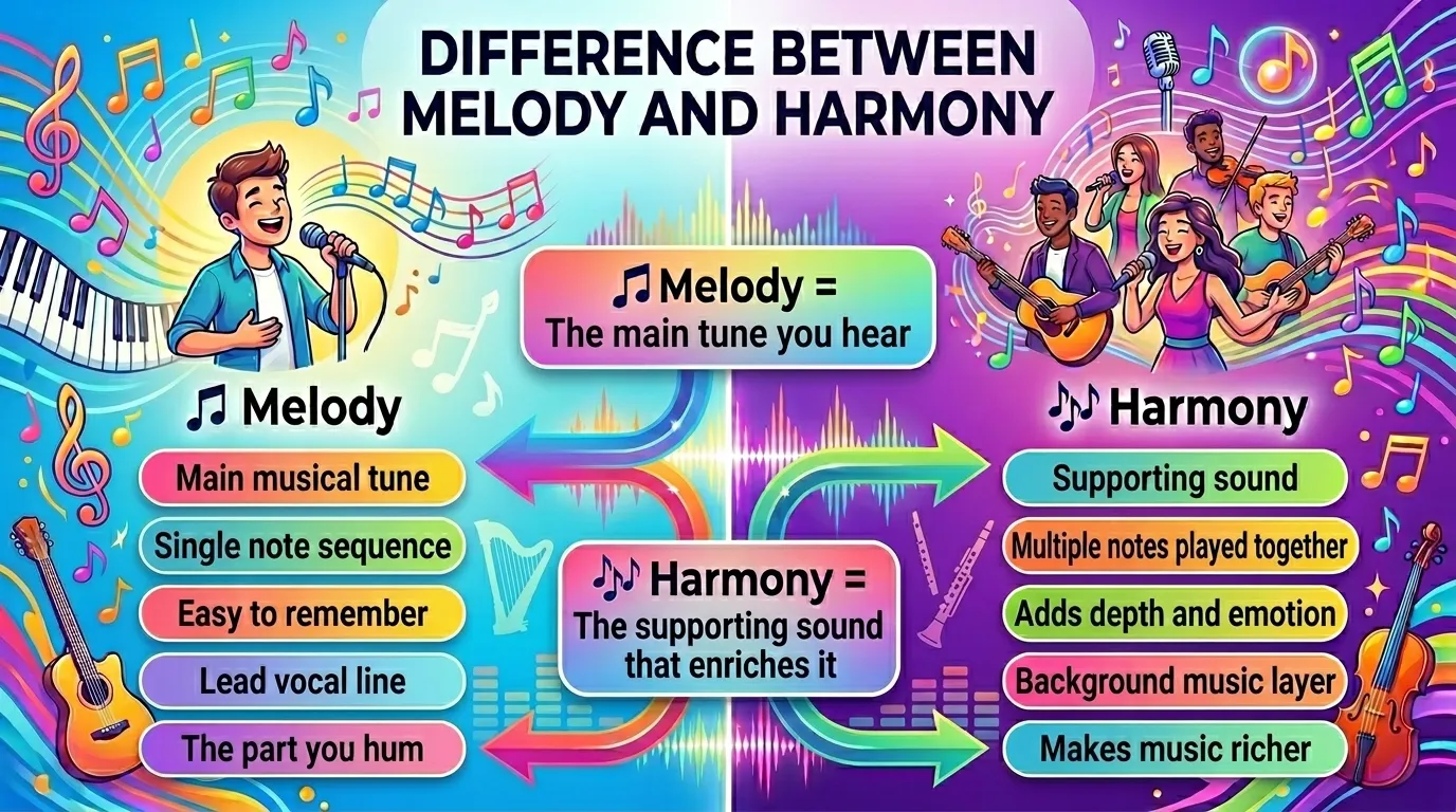 Difference Between Melody and Harmony