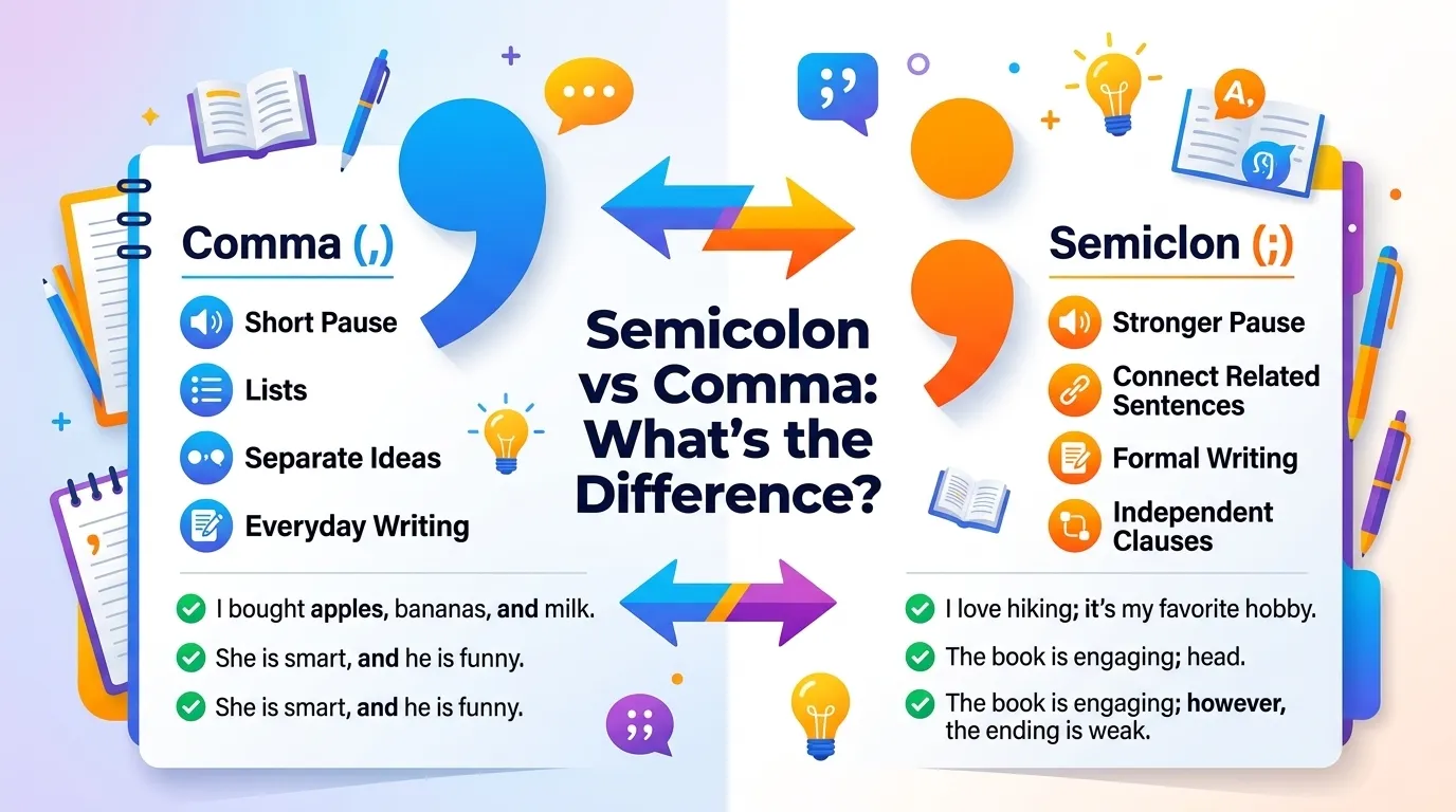 Difference Between Semicolon and Comma