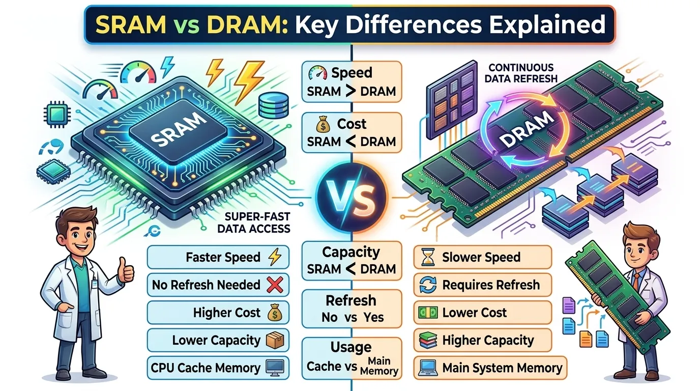 Difference Between SRAM and DRAM
