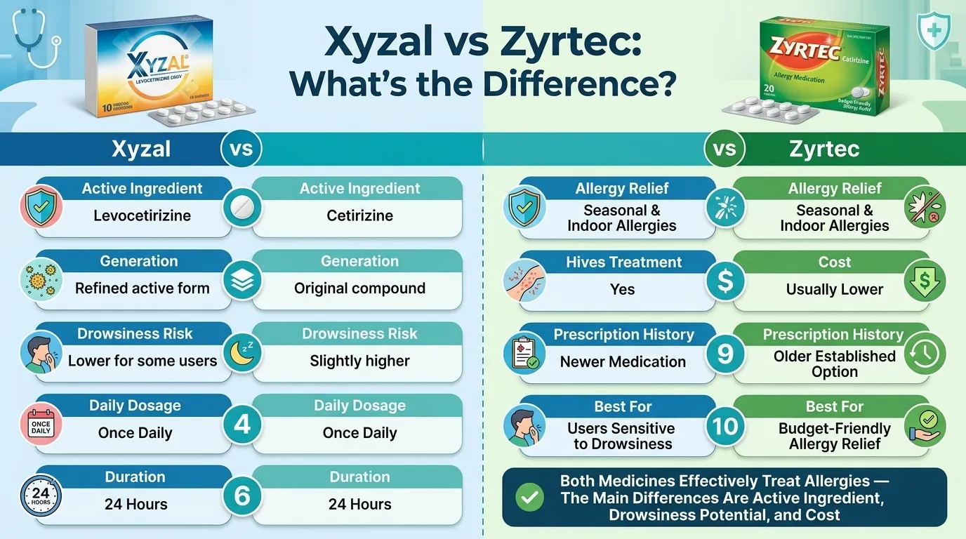 Difference Between Xyzal and Zyrtec